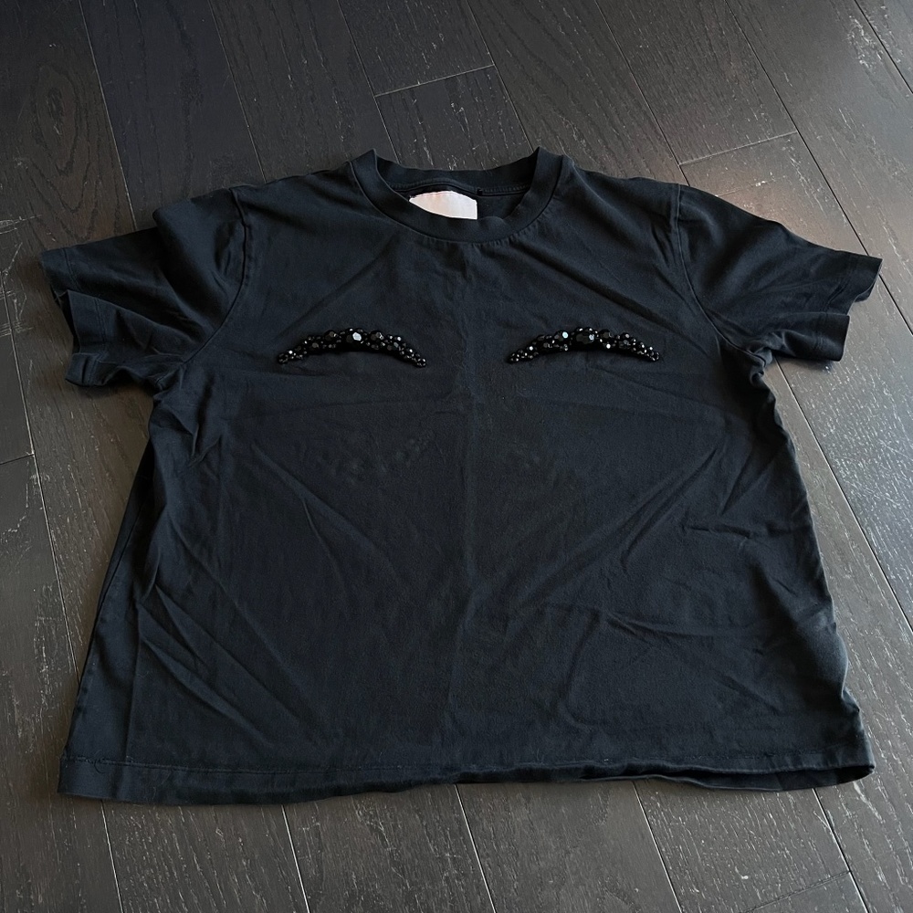 SIMONE ROCHA X H&M APPLIQUED black TSHIRT WITH BEADS SIZE Medium limited